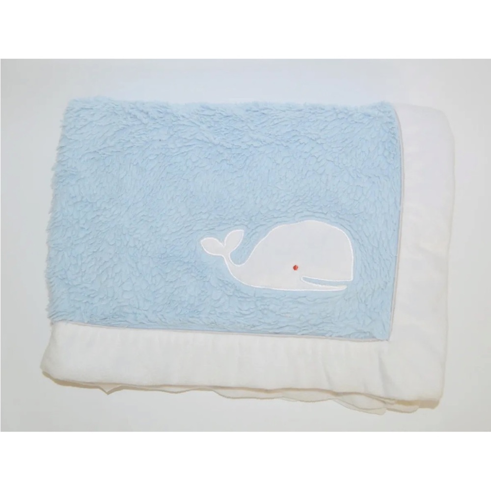 Wendy Bellissimo Blue Whale Baby Plush Blanket 28x42"